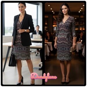 Nicole by Nicole Faux Wrap Paisley Wrap Dress Size Small